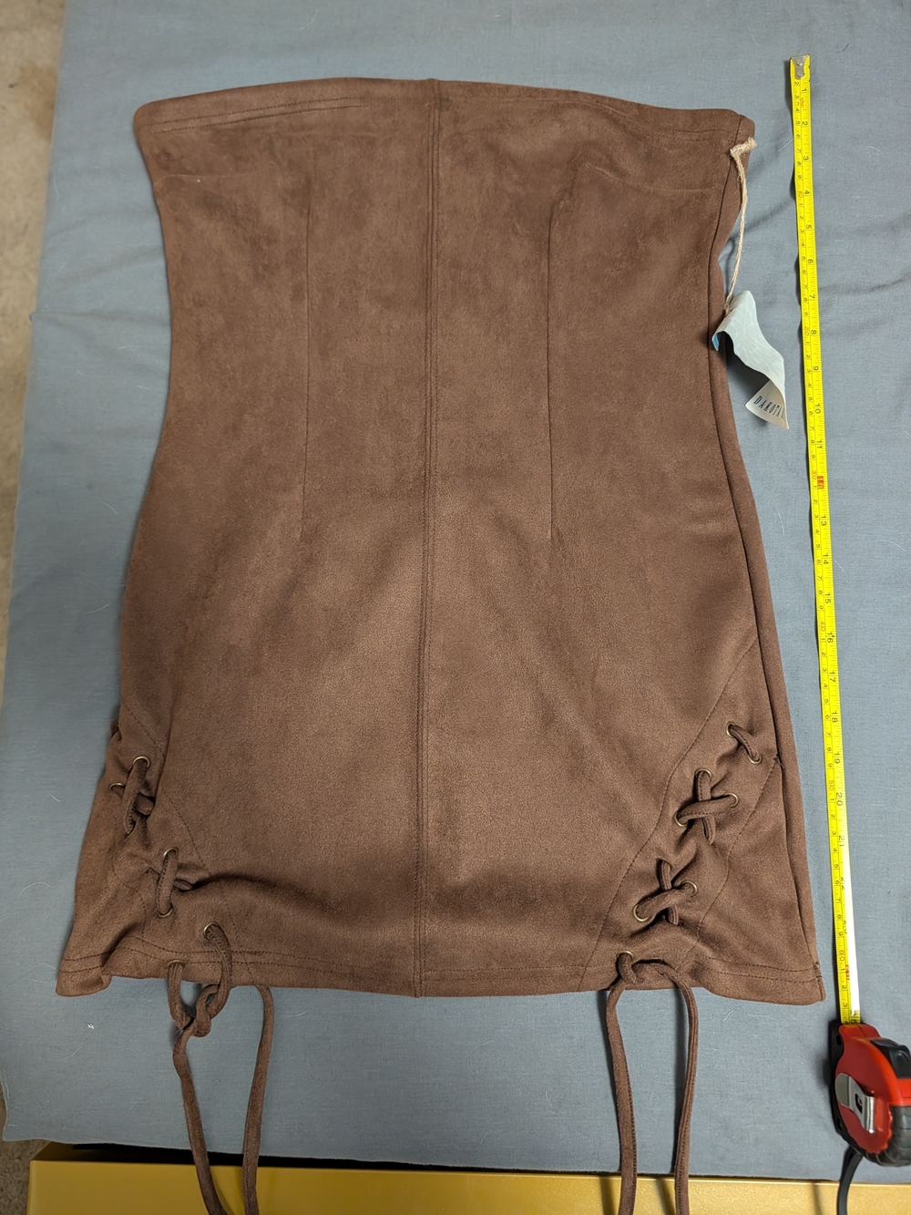 Women's Brown Suede Lace-Up Mini Dress, Size M, Dakota Blue